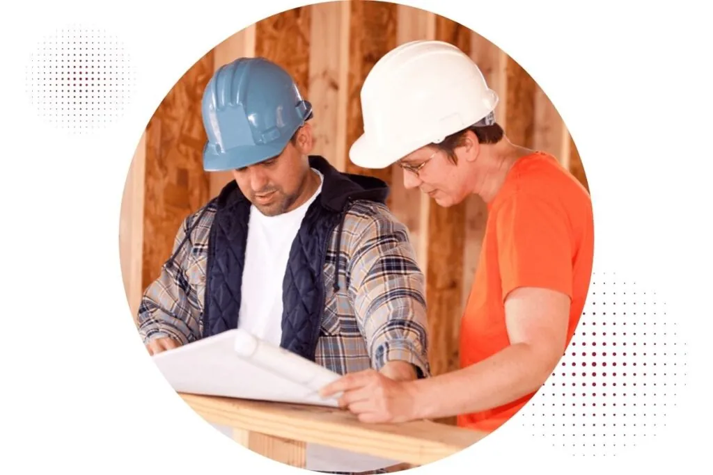 contractors talking to the home owner for aud building project